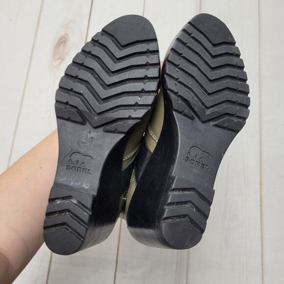 Sorel after hours green leather buckle wedges wedge boots waterproof gorpcore - Picture 6 of 8